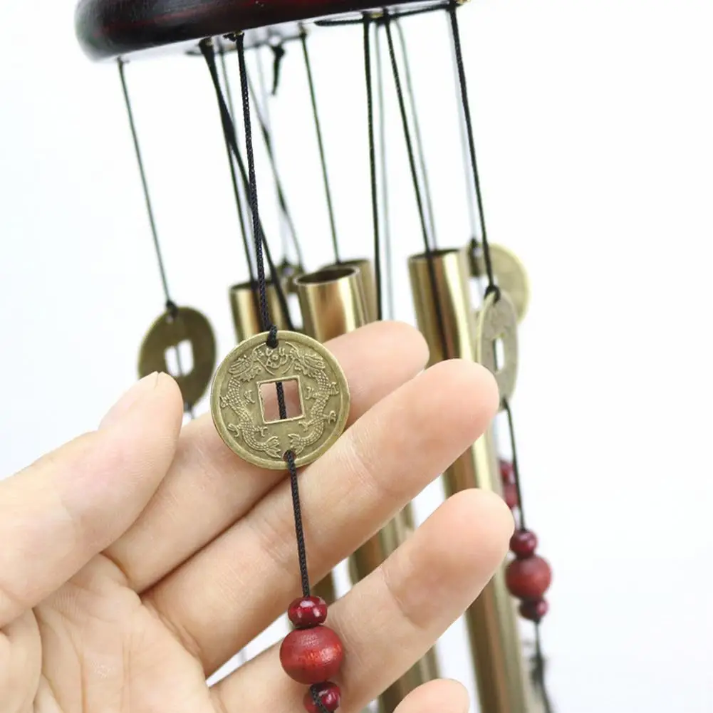 Ветряные колокольчики большие медные из дерева и металла украшение для улицы