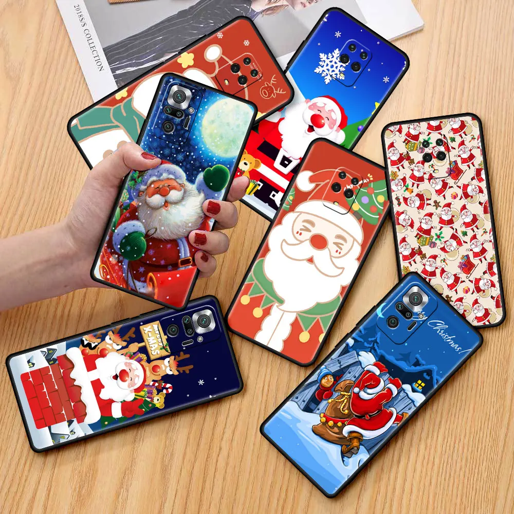 

Christmas Santa Claus Phone Case For Xiaomi Redmi Note 10 9 Pro 11 10S 9S K40 9A 9C 9T 8 8T 7 10C Silicone Back Cover Soft Funda