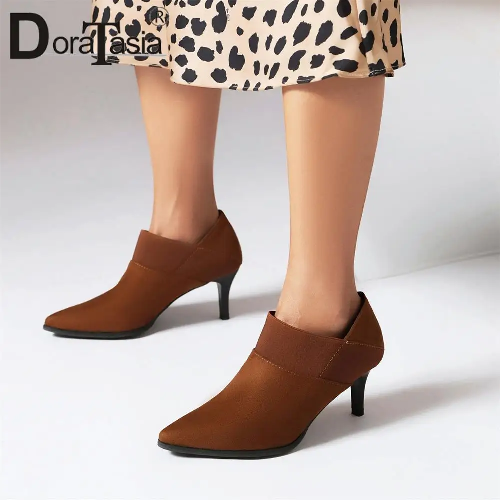 

Big Size 43 Brand New Female Pointed Toe Booties Fashion Solid Thin High Heels women's Ankle Boots Party Office Sexy Woman Shoes