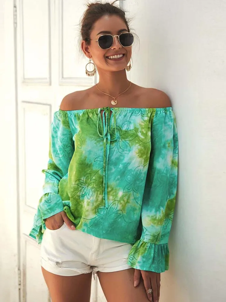 

Женская футболка с длинным рукавом и открытыми плечами, Повседневная Свободная уличная одежда размера плюс, топы для офиса