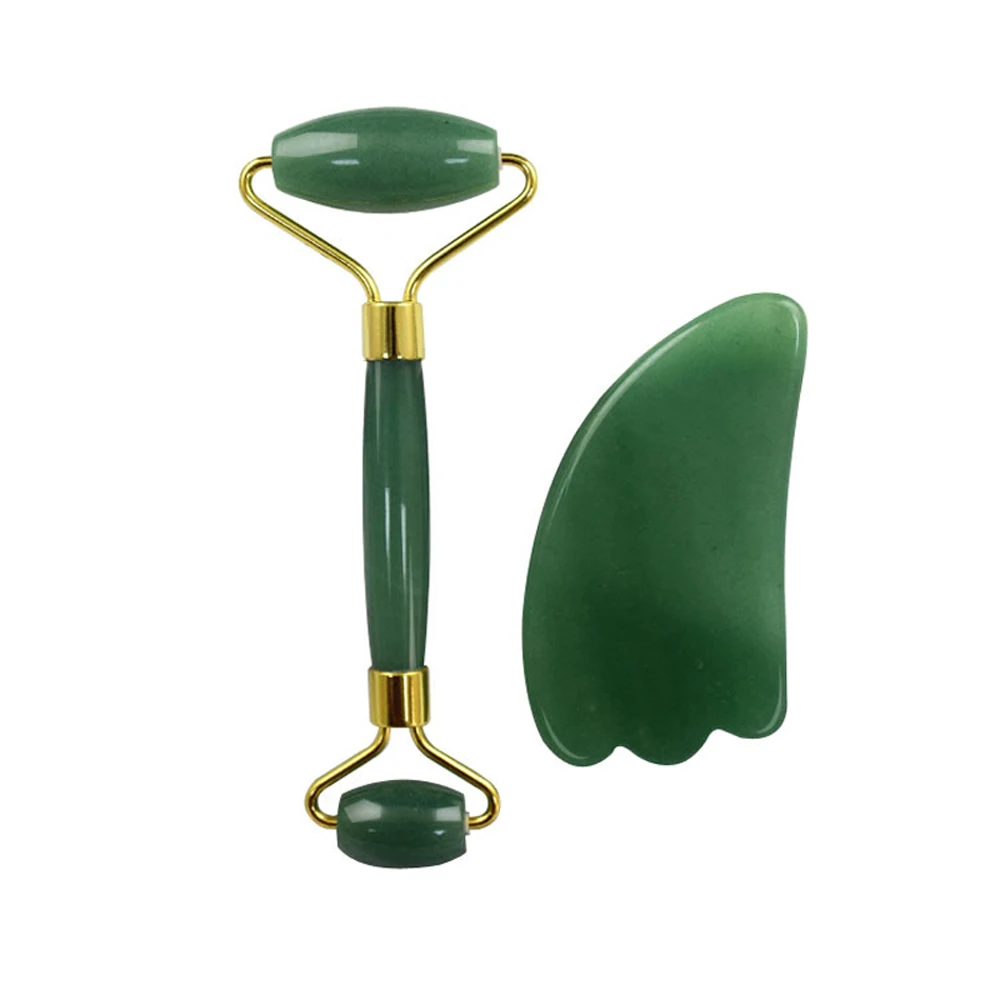

Powder Jade Roller Set Heart-shaped Scraping Board Beauty Skin Care Massage Stick Wrinkle Removing Face Lifting and Firming