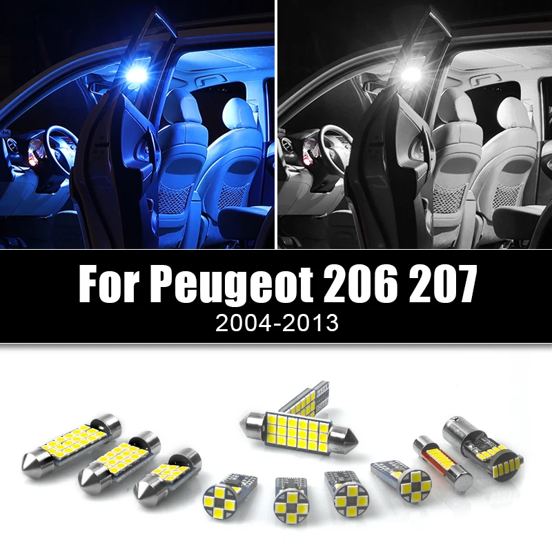

For Peugeot 206 2004-2007 2008 207 2009 2010 2011 2012 2013 3pcs Car LED Bulbs Interior Reading Lamps Trunk Light Accessories