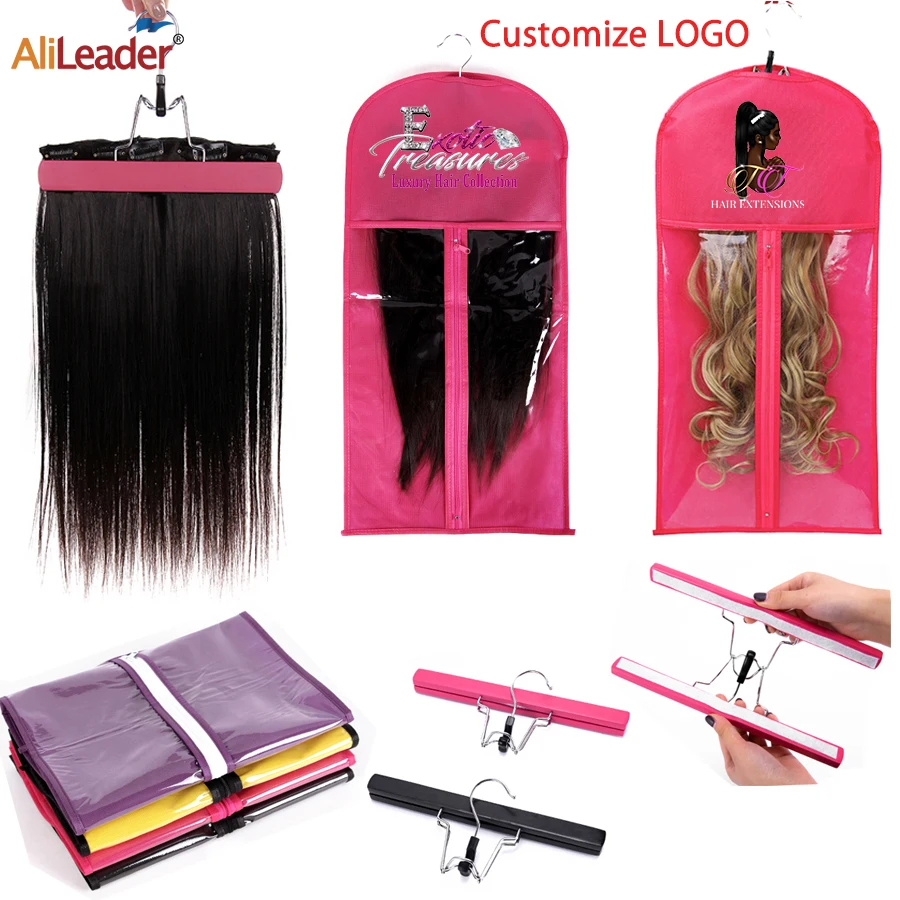 wig accessories tools black pink storage of wig bag with wig hanger holder for hairpiece non woven fabric customize logo brand free global shipping