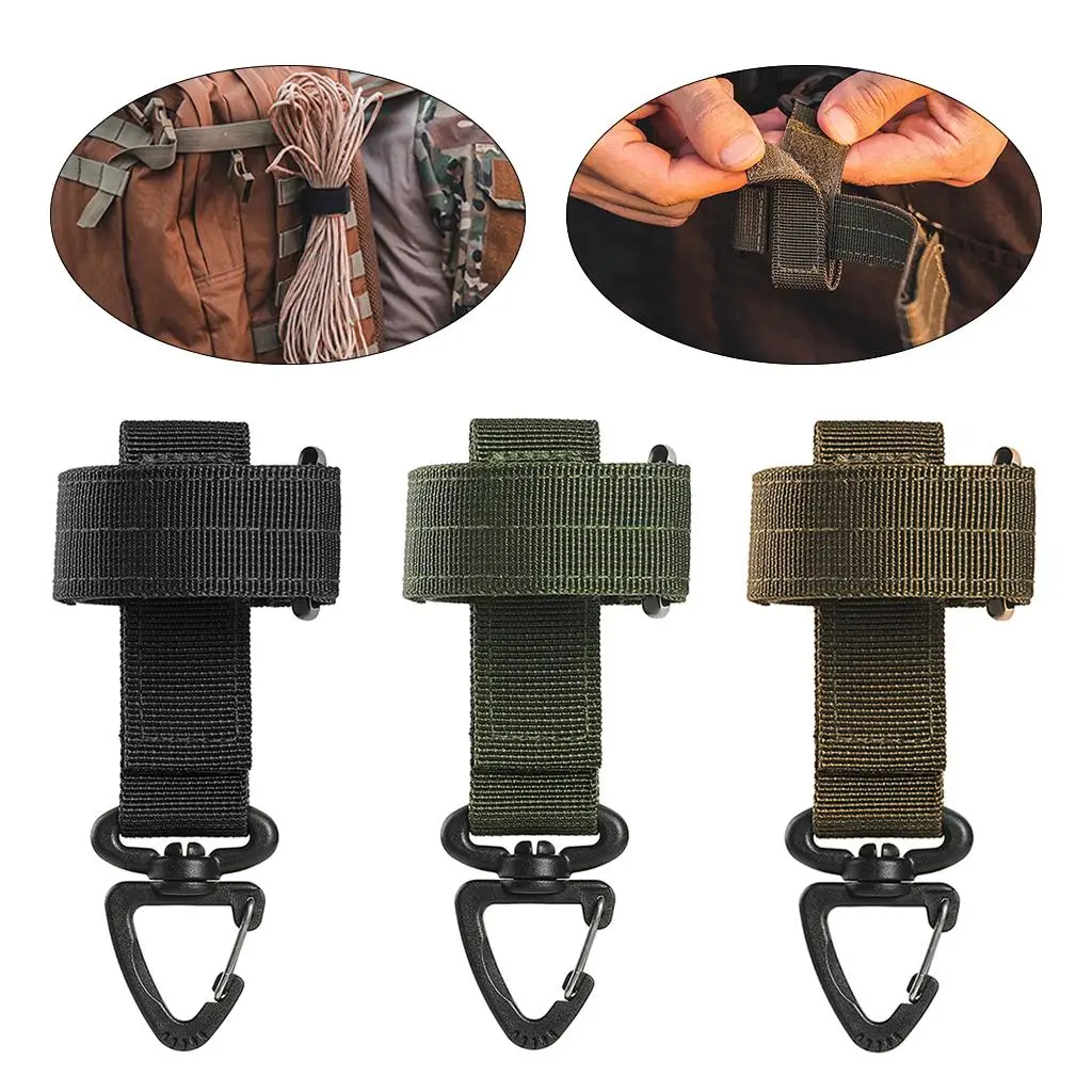 

Pack-3 Durable Molle Glove Holder Strap Adjustable Climbing Rope Hanger Hook