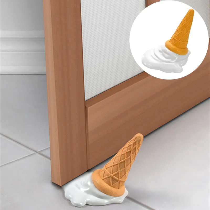 

Cute Ice Cream Creative Door Stop Gift Silicone Door Stop Decorative Door Stopper Door Strip Free Punching Household Supplies