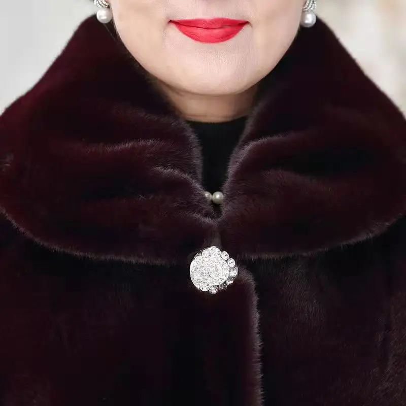 abrigos para mujeres leather jacket fur coat women traf veste femme European women's long faux fur coat