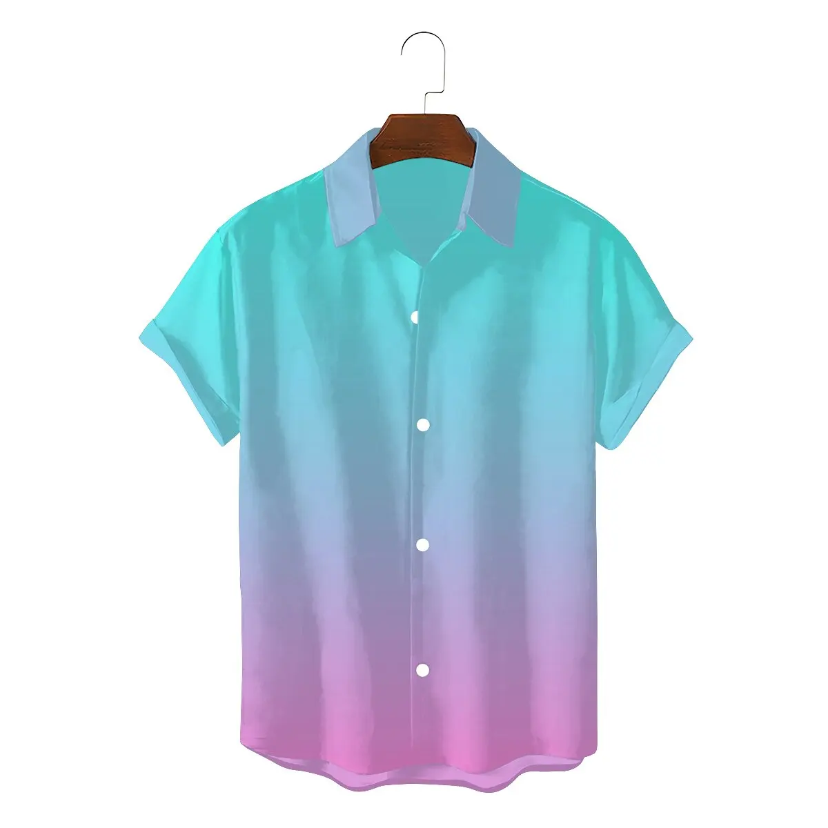 

Mermaid Colours Pastel Fuchsia Pink Turquoise Aqua Blue Men Hawaii Shirts Solid Colour Art Square Collar Short Sleeve 3D Shirt