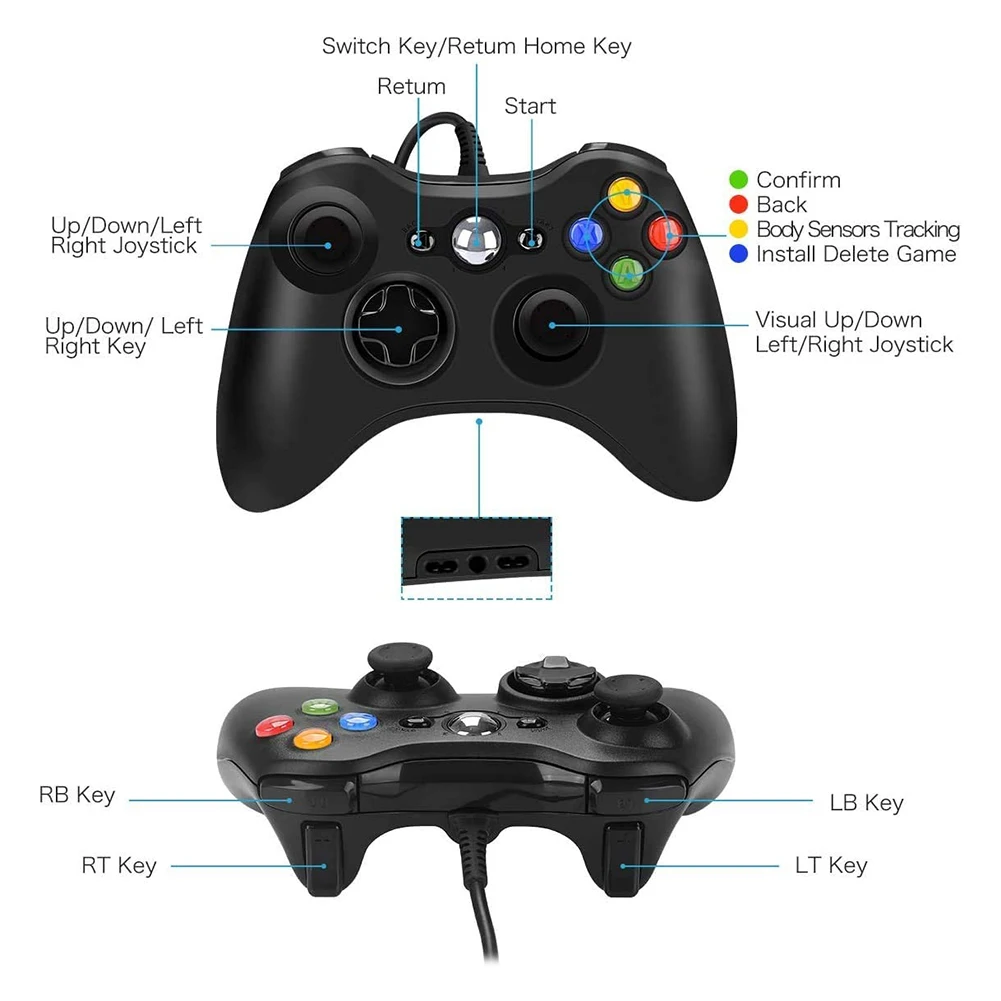1/2pcs Wired Game Controller For Xbox 360 Gamepad Joypad with Dual Vibration for Windows 10 8.1 8 7 PC Gaming Accessories images - 6