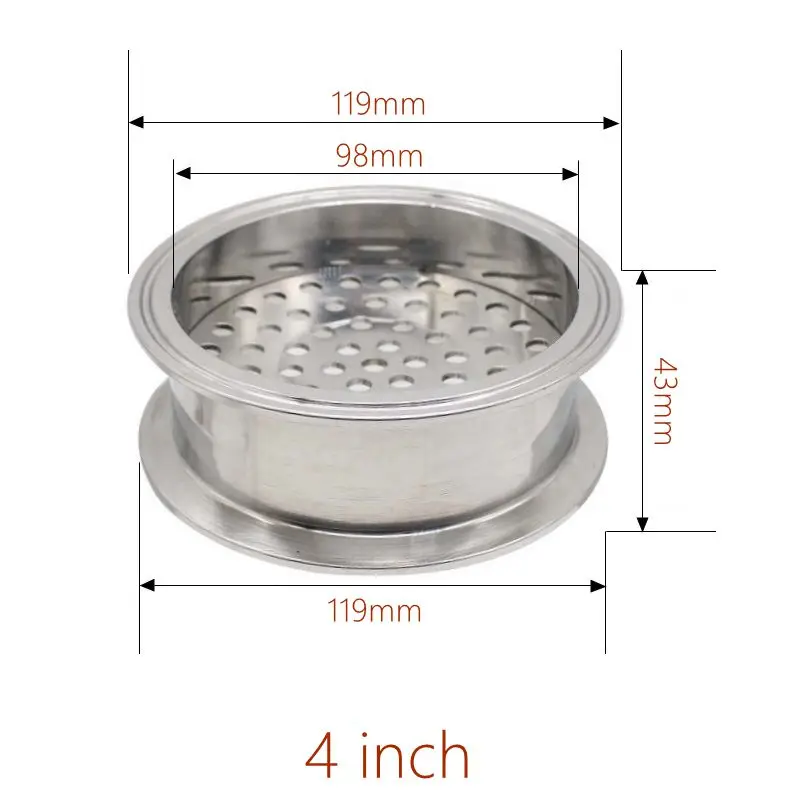 SAP SS304 Сварные фильтрующие пластины с тройным зажимом Санитарный фитинг высокого давления 1,5 дюйма 2 дюйма 2,5 дюйма 3 дюйма 3,5 дюйма 4 дюйма 6 дюймов Санитарный фитинг высокого давления с отверстиями 6 мм