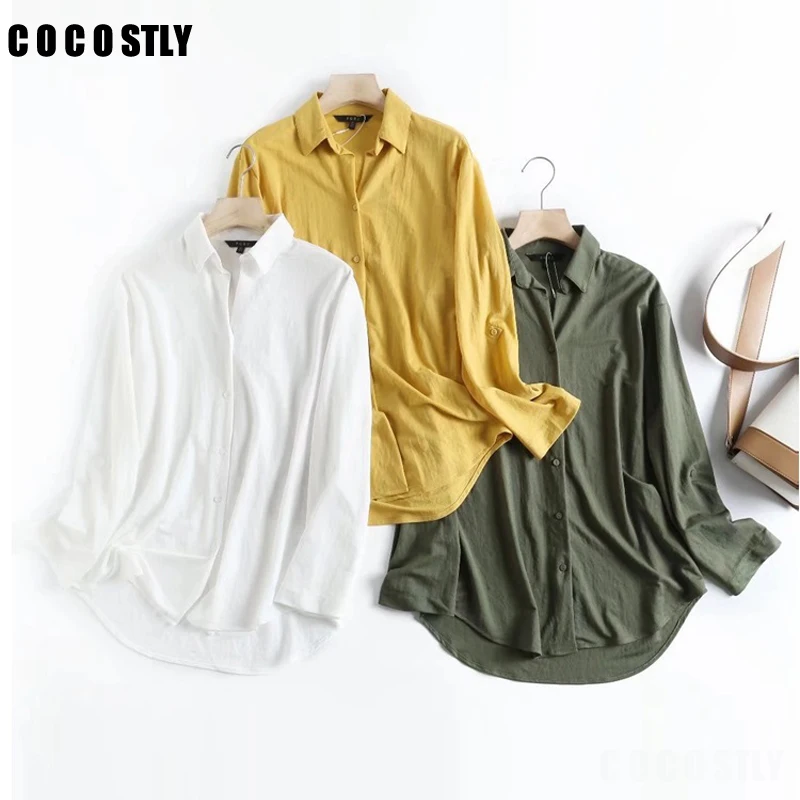 

New Shirts For Women Bouses Solid Viscose Shirt Blouse Long Sleeve Chic Female Office Lady Tops blusas mujer de moda 2022
