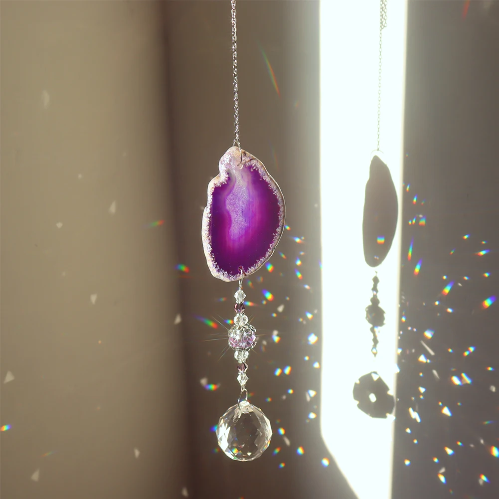 

Suncatcher Crystal Wind Chimes Star Sun Moon Light Catcher Pendant Ball Beads Hanging Rainbow Maker Garden Home Window Decor