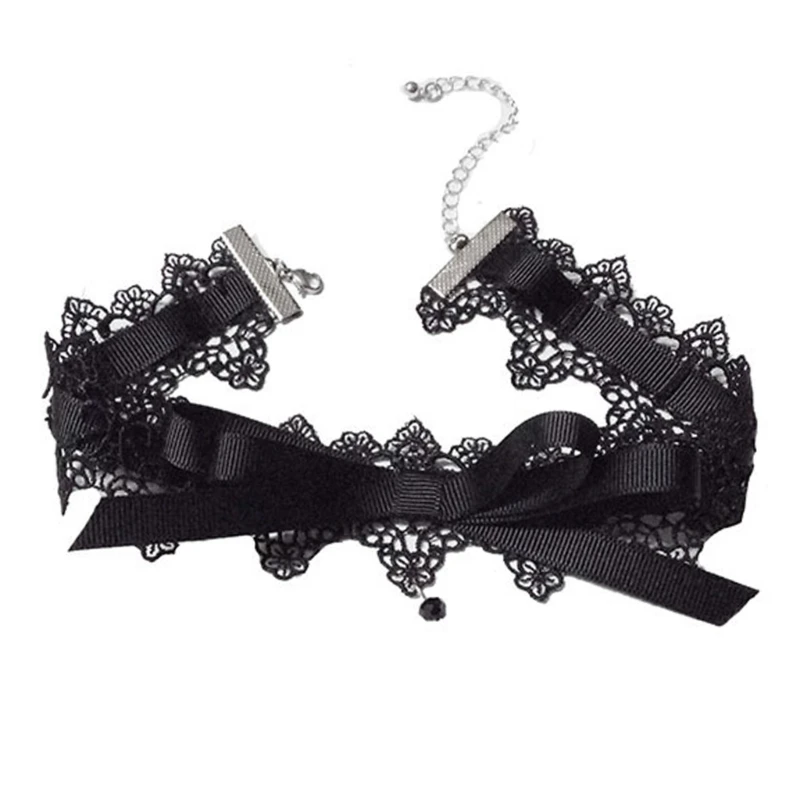 

Black Lace Bowknot Choker Necklace Sweet Collar Necklace Women Clavicle Chain