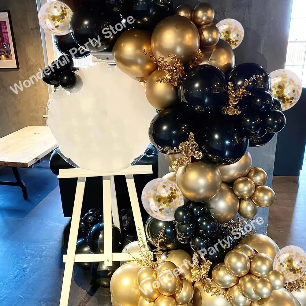 

91Pcs Black Balloon Garland Kit Arch Metallic Gold Confetti Latex Balloons Wedding Party Bridal Baby Shower Birthday Decorations
