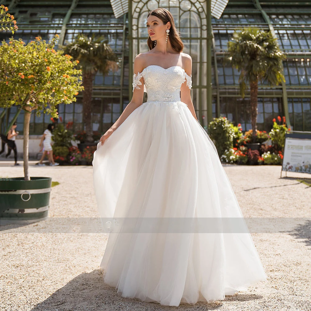 

Vestido Tomara Que Caia No Ombro, Vestidos De Casamento Sem Manga, Linha A, Com Rendas