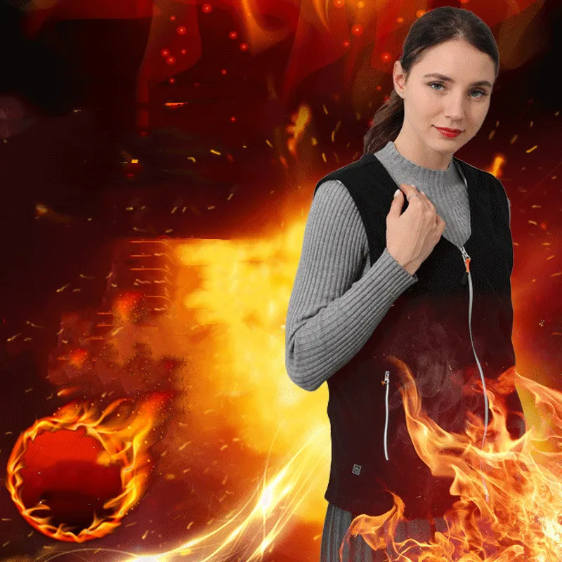 

Мужской Хлопковый жилет с умным подогревом, жилет с V-образным вырезом, женская уличная Гибкая теплая зимняя куртка, жилет с USB-разъемом, курт...