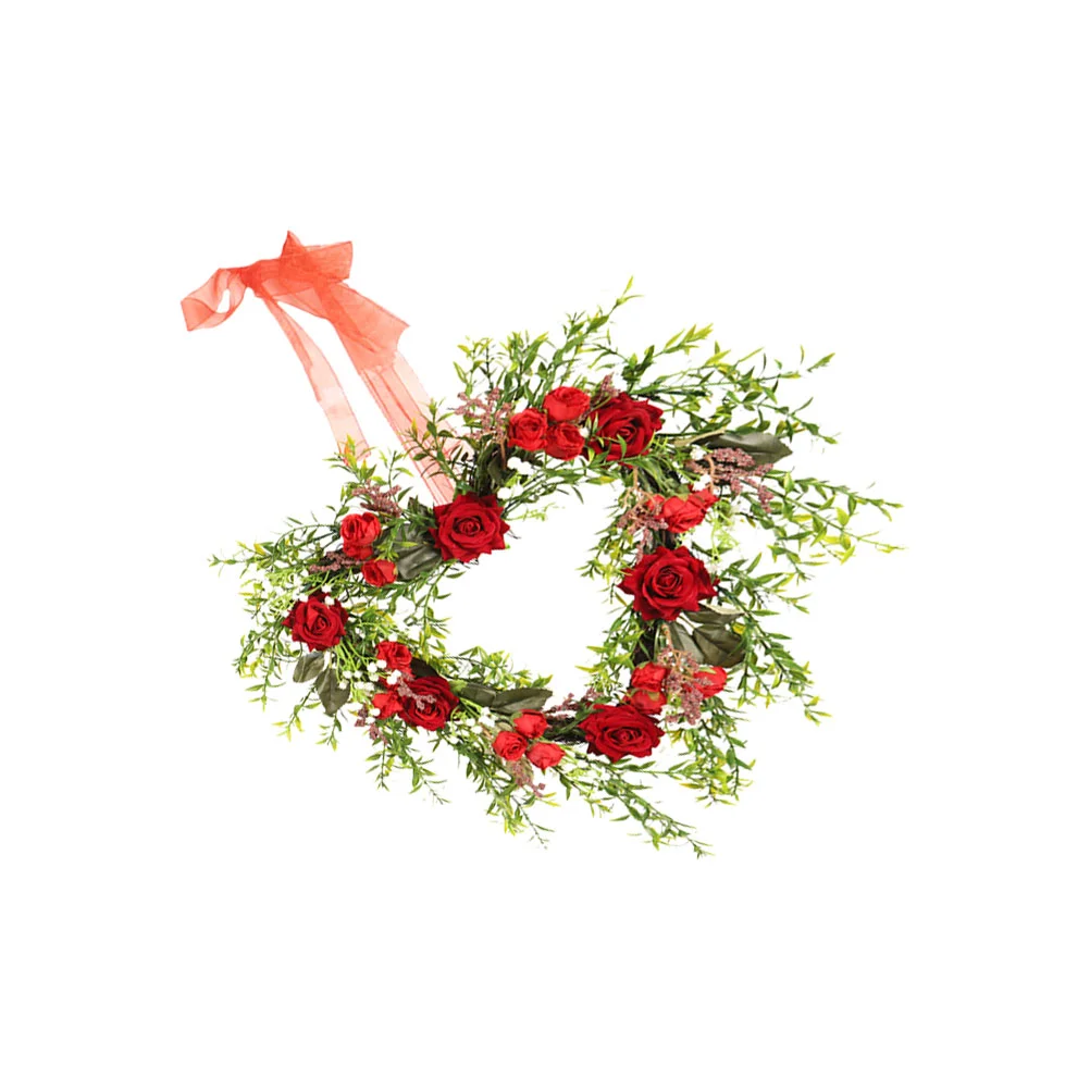 

Wreath Heart Wreaths Door Valentine Decor Valentines Day Flowerfront Rose Floral Party Shape Red Hanging Pendantartificial