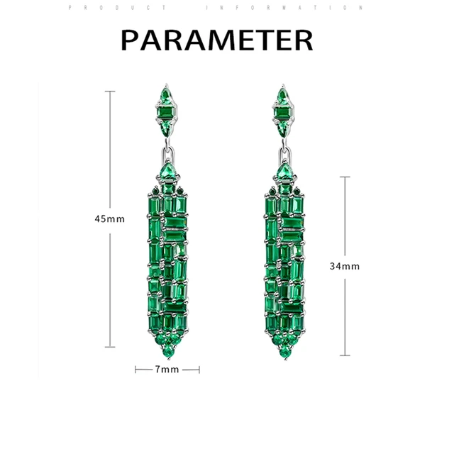 Emerald Diamonds Gemstone Tassel Drop Dangle Earrings 6