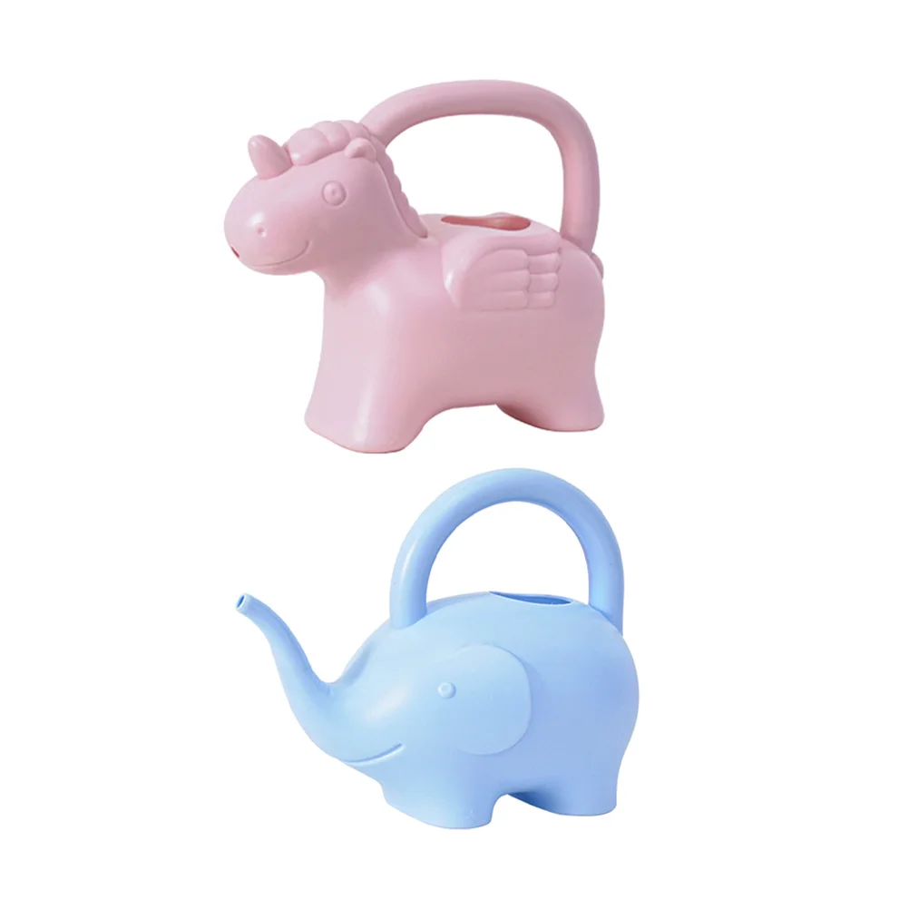 

2 Pcs Watering Can Gardening Indoor Miniature Cartoon Plants Plastic Cans Supplies Child