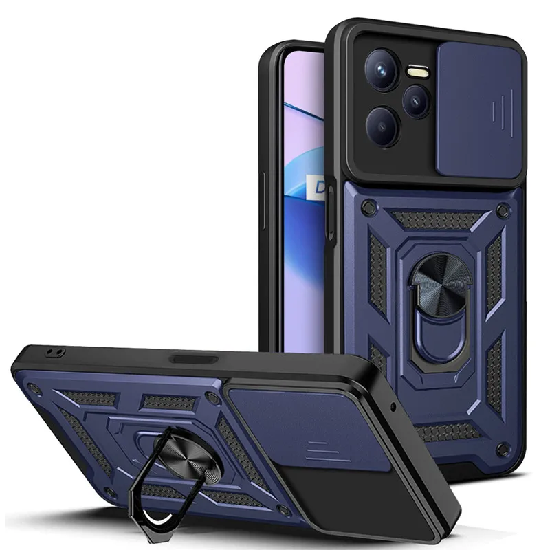 

For OPPO Realme C35 Case Armor Shockproof Phone Case For Realme C31 Magnetic Ring Stand Push Pull Camera Protect Cover