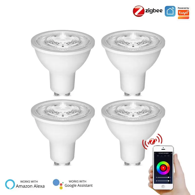 Умсветильник светодиодные лампы Aubess Tuya GU10 Zigbee приглушаемые светильники с