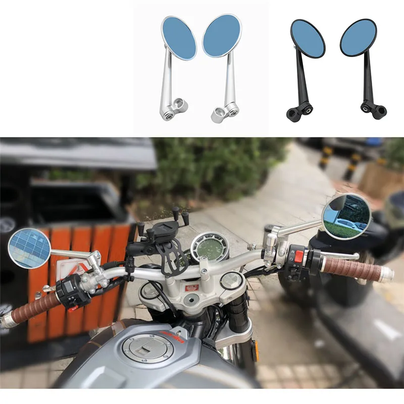 

8mm 10mm Universal Motorcycle Side Mirrors Blue Mirror Anti Dazzle Aluminium Alloy Motorbike Accessories Simple Installation