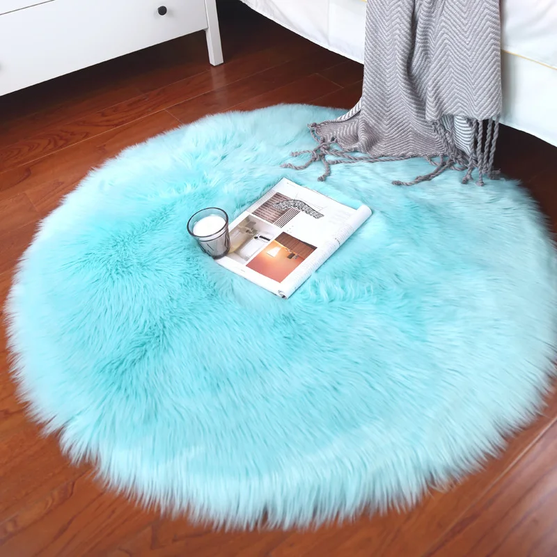 

Round Plush Area Rug Carpet Soft Faux Sheepskin Fur Area Rugs for Bedroom Living Room Floor Home Floor Mat Bedside Rugs