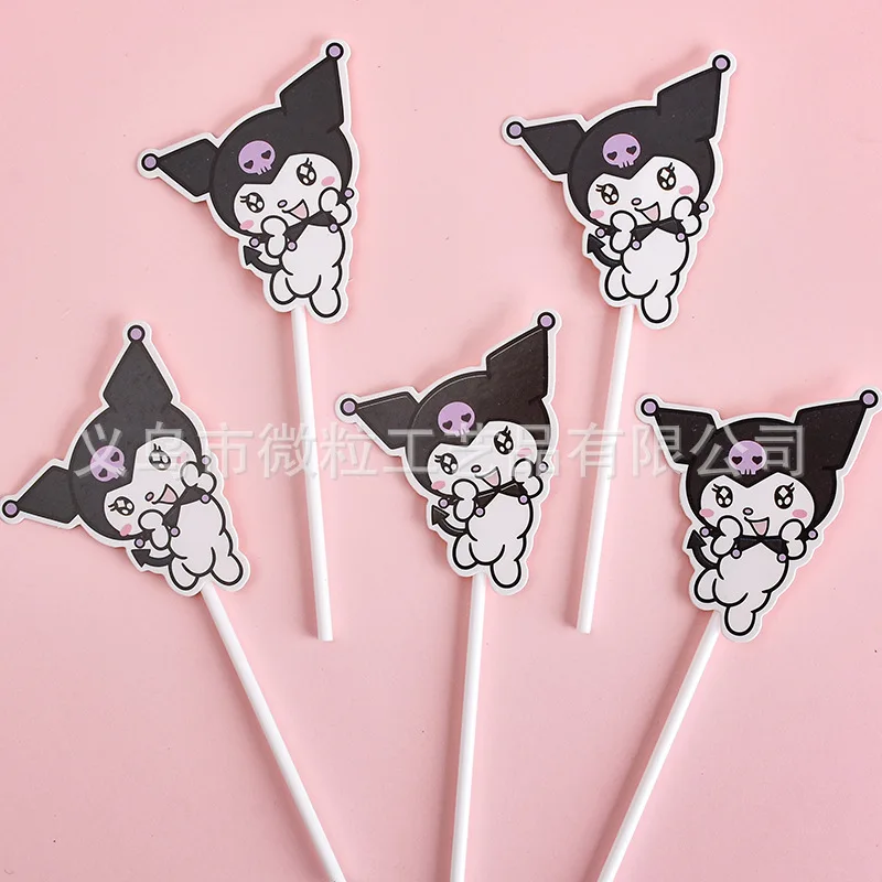 Новинка 10 шт. Топпер для торта Sanrio Kuromi детей Kawaii мультфильм с днем рождения