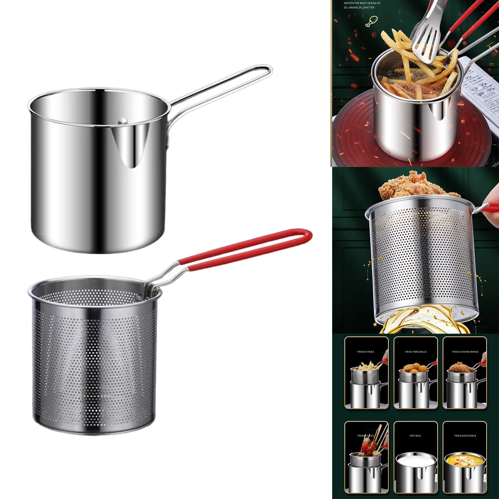 Pot Universal Small With Basket Fryer Pan Fry Pot For Shrimp