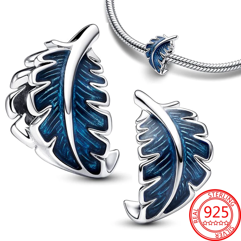 

Женский браслет из серебра 2023 пробы, с синими изогнутыми перьями
