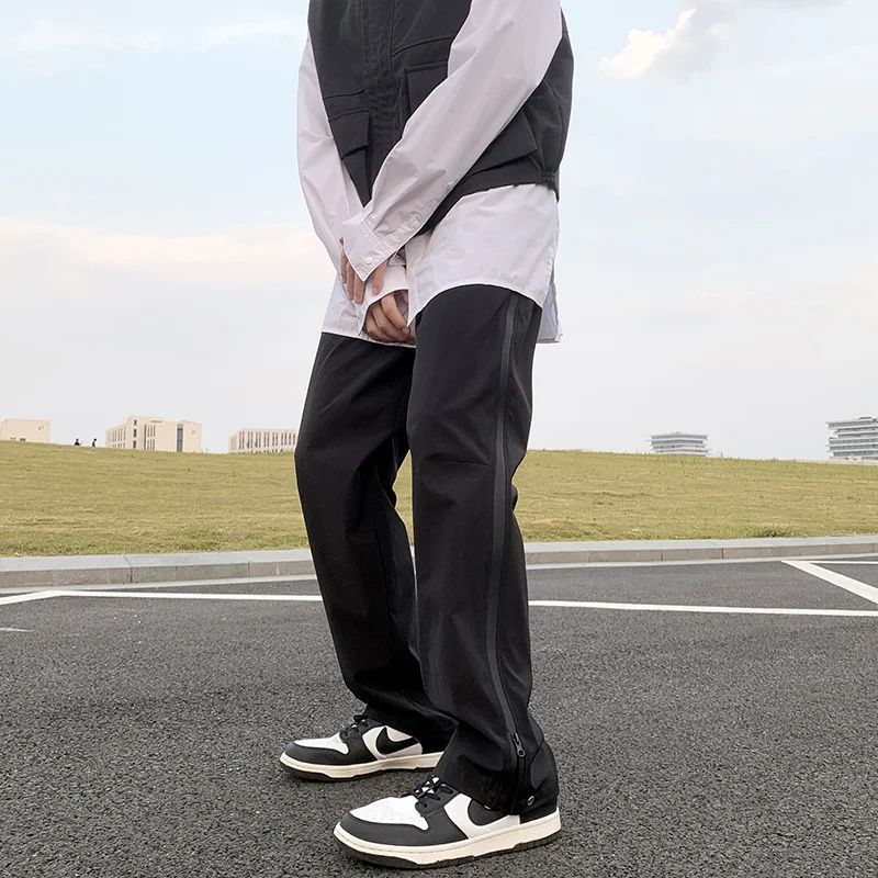 

Autumn Solid 2022 Men's Cargo Pants High Street Casual Straight Mid Waist Chic Casual Long Trousers Loose Pants Male R70