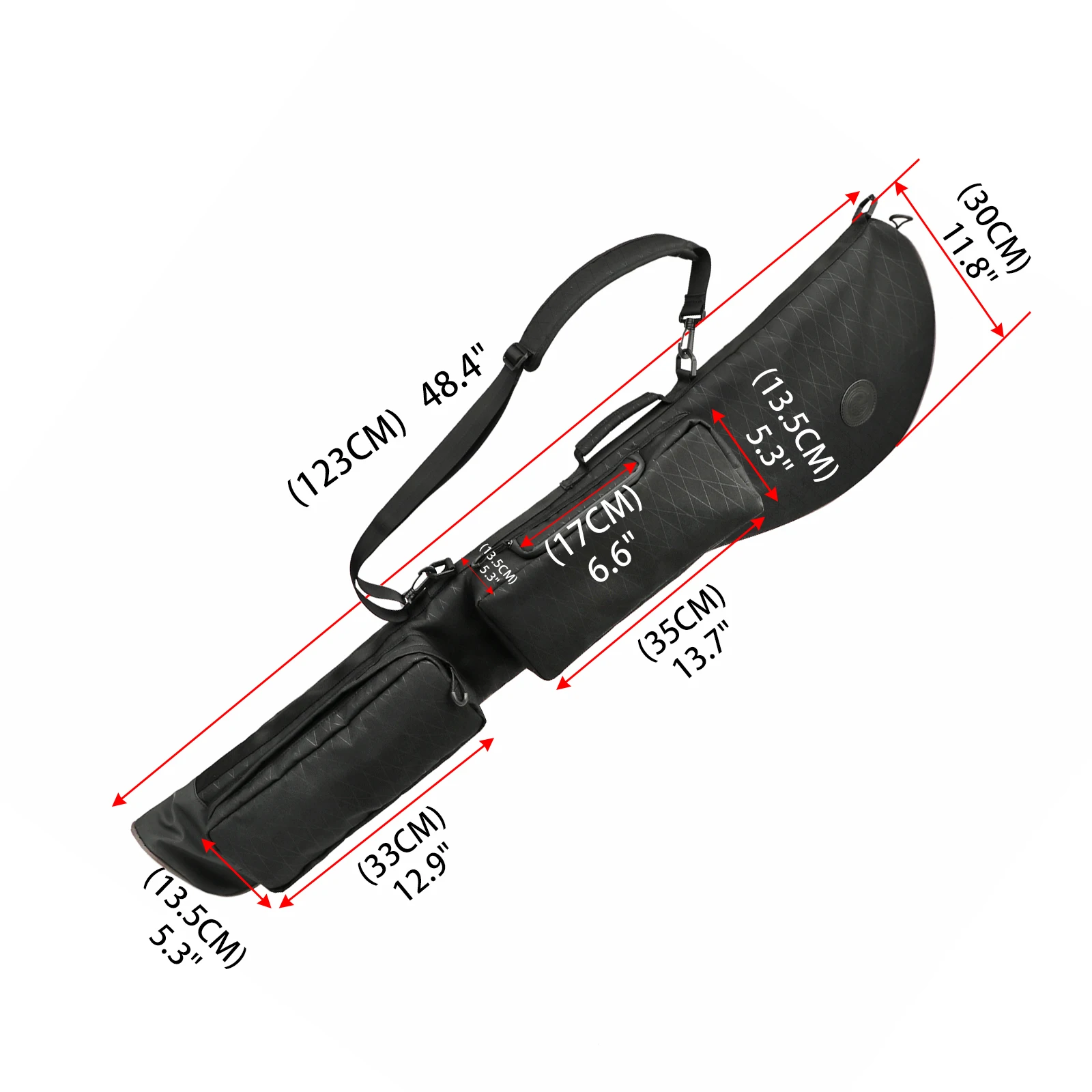 Tourbon Golf Clubs Carry Bag Lightweight Sunday Bag Nylon Small Travel Bag for Driving Range  Water Repellent Black 123CM