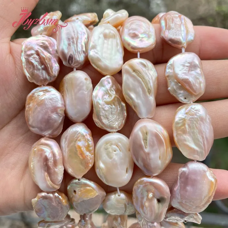 13x18-15x20mm Oval Pink Purple White Natural Freshwater Pearl Spacer Loose Beads for DIY Accessories Necklace Jewelry Making 15