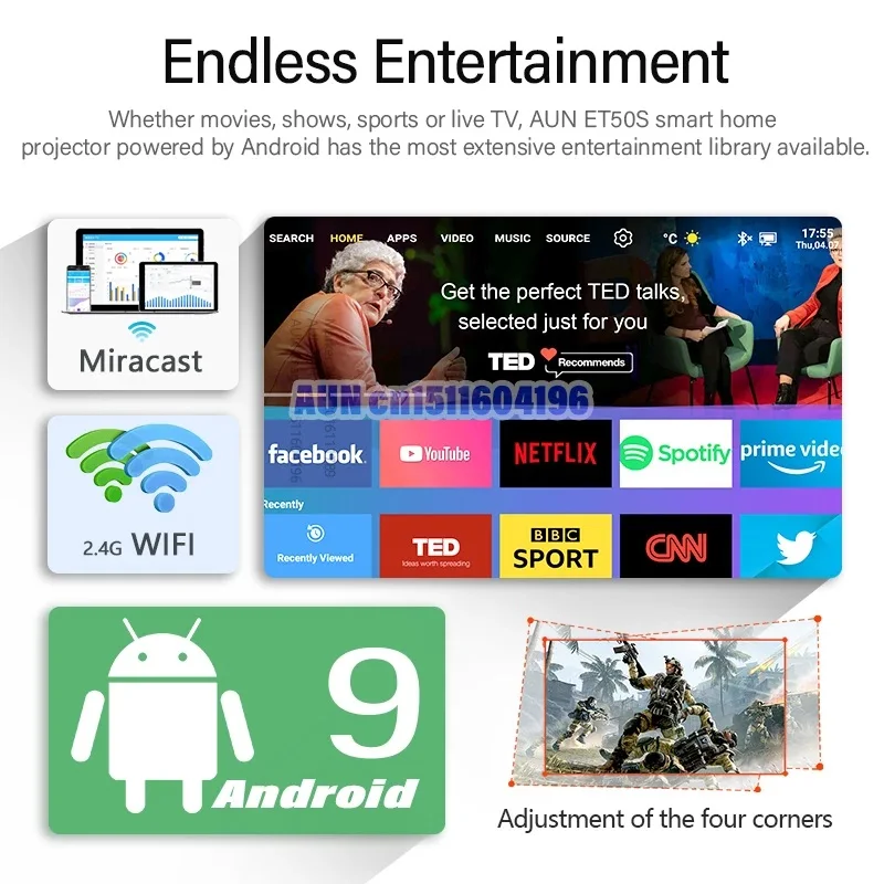 Проектор AUN Android ET50S Full HD 1920x1080P проэктор мини проектор для фильмов дома домашний