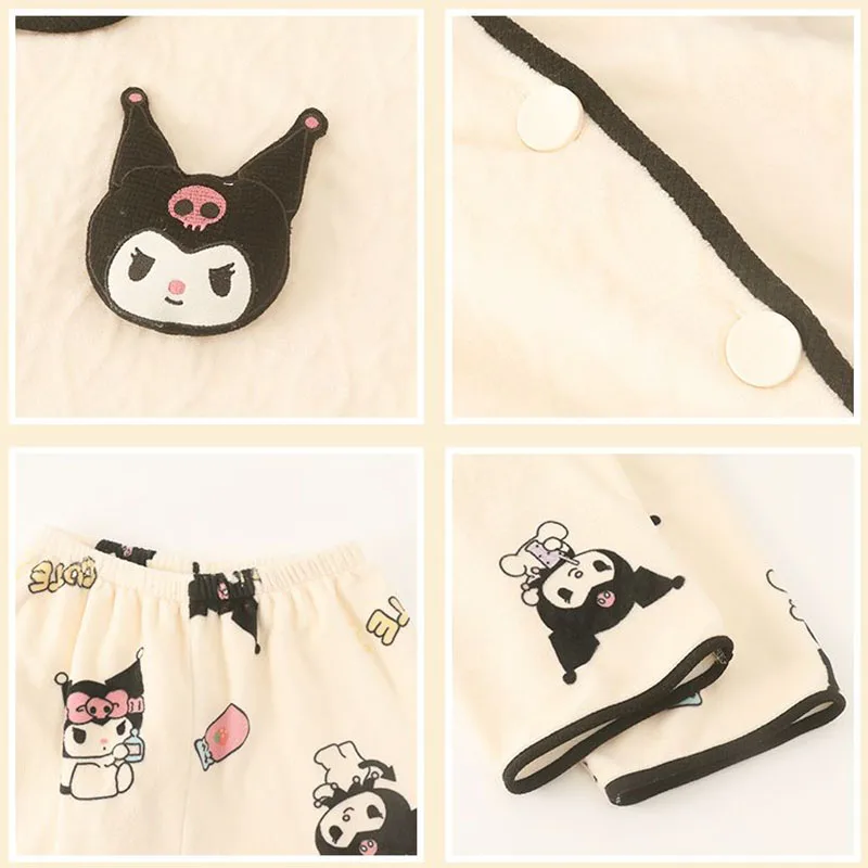 Фланелевая пижама Sanrios Pochacco в стиле аниме Kawaii Cinnamoroll женская осенне-зимняя милая