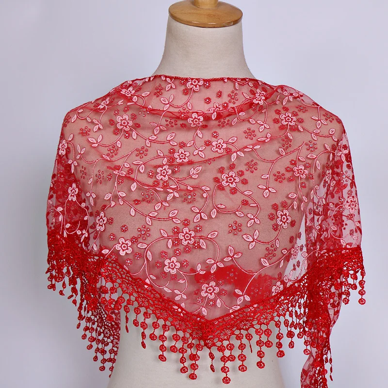 

Women Lace Tassel Triangle Shawls Triangle Wrap Lady Shawl Baby Tassel Shawls Scarves Spring Summer Photo Props Accessories
