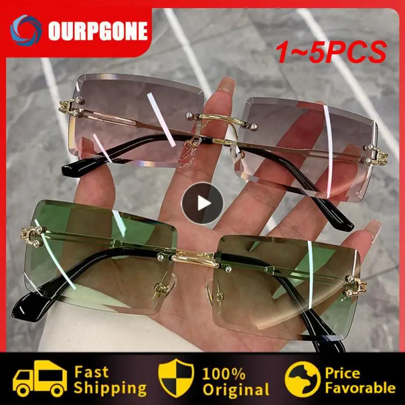 

1~5PCS New Rimless Rectangle Sunglasses for Women Men Vintage Shades Fashion Frameless UV400 Protection Lens Sun Glasses