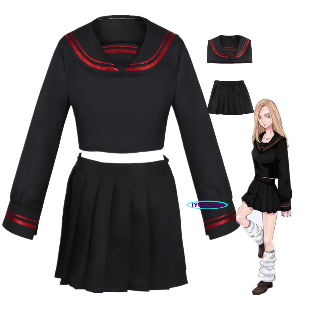 

Women Dress Anime Tokyo Revengers Shiba Yuzuha Sailor School Uniform Girls Skirt Suit Cosplay Costume