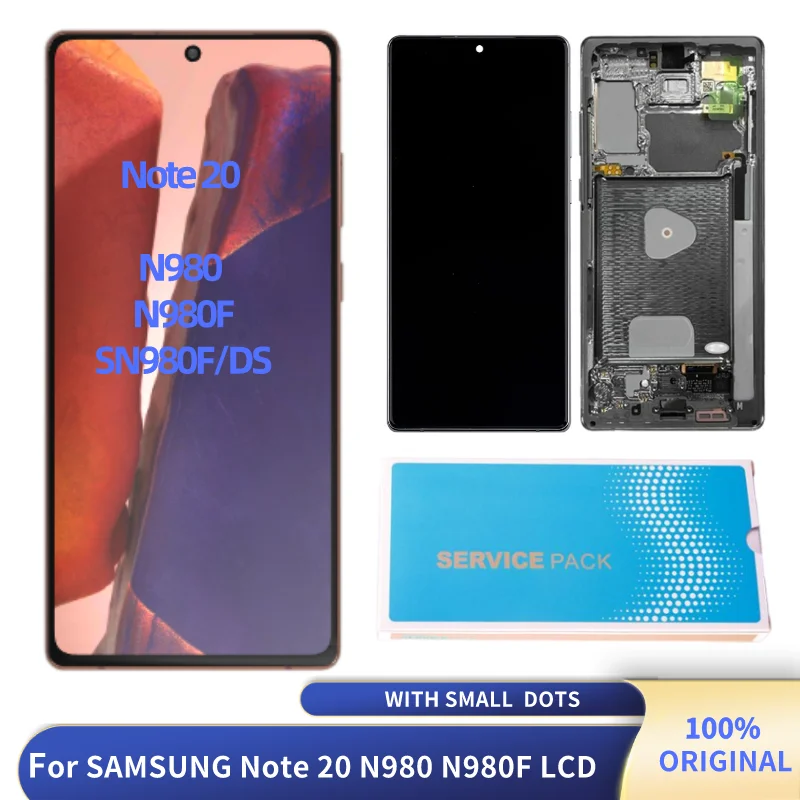 

Оригинальный дисплей 6,7 ''AMOLED для Samsung Galaxy Note 20 N980 N980F SN980F/DS, ЖК-дисплей с сенсорным экраном, дигитайзер, запасные части с точками