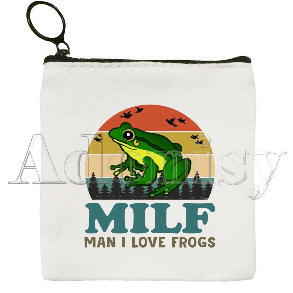 Wednesday Frog MILF Korean Version Simple Coin Purse Coin Purse Female Student Canvas Cute Key Bag Mini Clutch Small Purse
