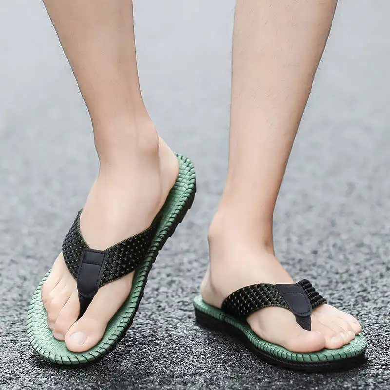 

Shockproof Flip Flops Man Brand Luxury Designers Brand Man Shoes Dad Summer Man Sandals Twnis Men's Leather Slippers Red Tennis