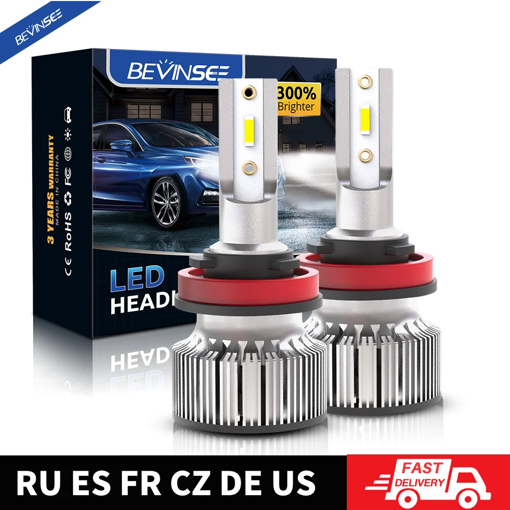 

Bevinsee H11 H7 H4 LED Headlight Bulb 9012 HIR2 H8 H9 Light Bulbs On Cars HB3 9005 HB4 9006 LED Car Headlamp 10000LM 6000K White