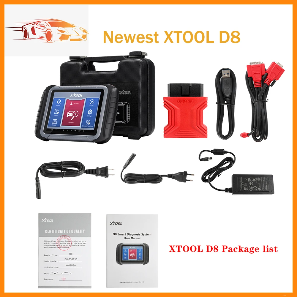 

Новейший автомобильный диагностический инструмент XTOOL D8 OBDII, сканер OBD2, считыватель кодов ECU, инструмент для кодирования, последняя версия PK MK808 X431V