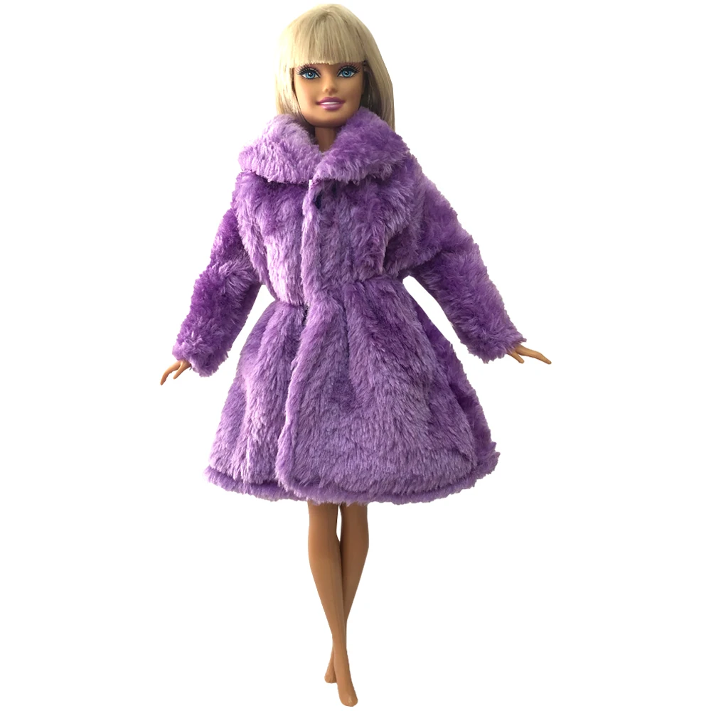 Официальная 1 шт. фиолетовая кукольная куртка NK, платье, меховая одежда для куклы Барби, зимняя одежда, наряд ручной работы 1/6, аксессуары для кукол, детские игрушки