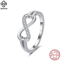 rinntin 925 silver infinity knot rings cubic zirconia rings for women dainty eternity promise wedding band jewelry gift sr272