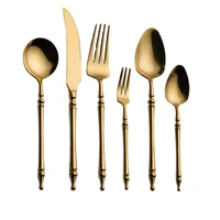 western style tableware set full set of titanium plated 304 stainless steel steak cutlery spoon set of six