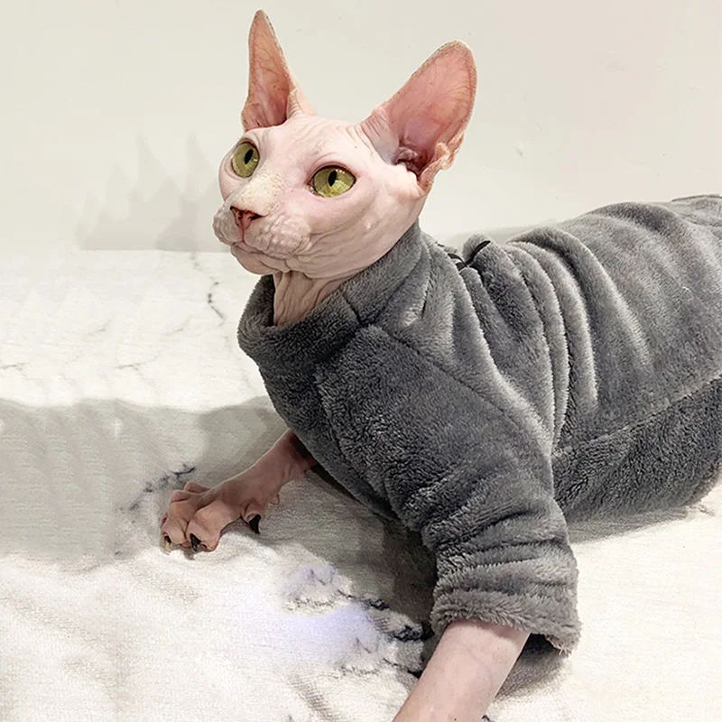 Dirt resistant Autumn winter sphinx hairless cat clothes velvet Kitten Outfits thick warm pet Jumper Sphynx cat clothes for Cat