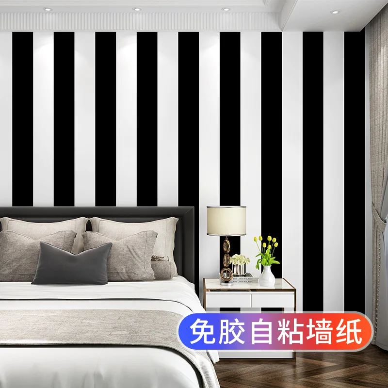 

Self Adhesive Wallpaper Black White Vertical Stripes Background Wallpaper Living Room Decoration Wall Papers Home Decor