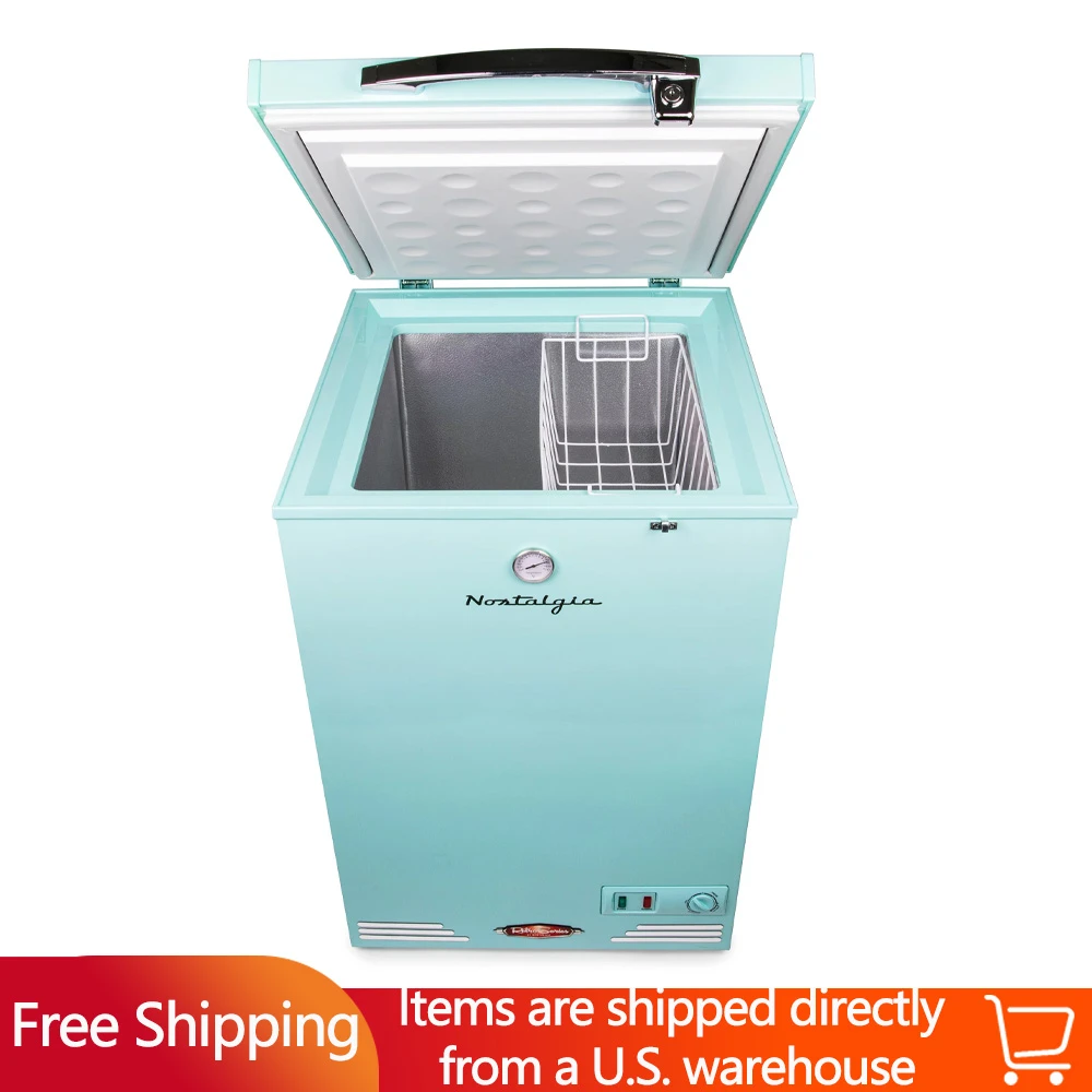 

Classic Retro 3.5 Cu.Ft. Refrigerator & Chest Freezer, Aqua, For Dormitories/Offices/Apartment Bedrooms