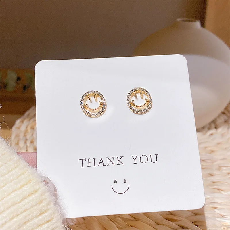 

Korean fashion super flash full diamond S925 lovely smiling face women's Earrings net red temperament fashion high sense Pendant