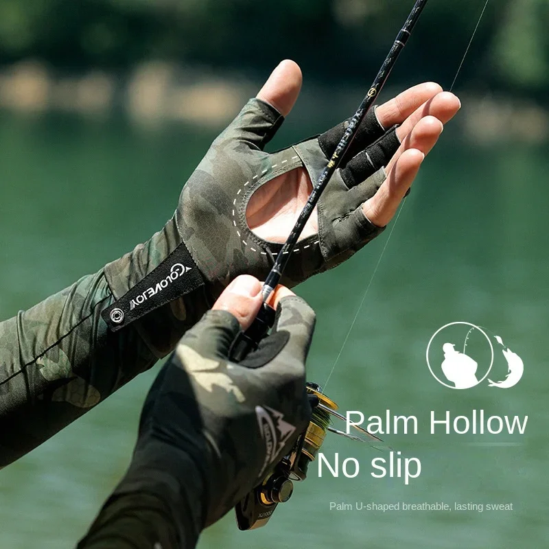 Мужские рыболовные перчатки из ледяного шелка дышащие на открытом воздухе